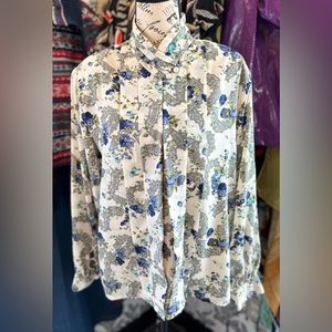 K.B. Lawrence vintage floral pleated button up blouse size 12